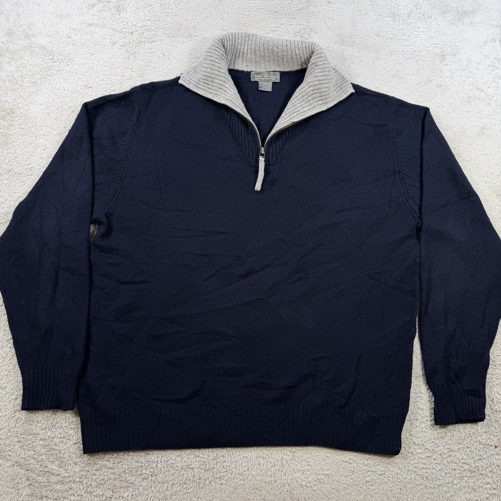 Daniel Cremieux Sweater Mens Large Navy 100% Cashmere 1/4 Zip Pullover Soft